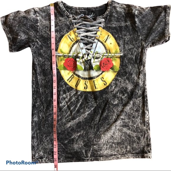 Bravado Guns N Roses Acid Wash Lace Up Tee- Medium - Picture 7 of 7